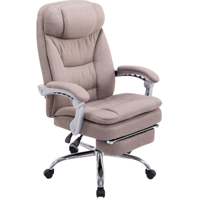 Fauteuil de bureau sur roulettes XL charge max 160 kg avec repose-pied ajustable assise en tissu taupe 100002786