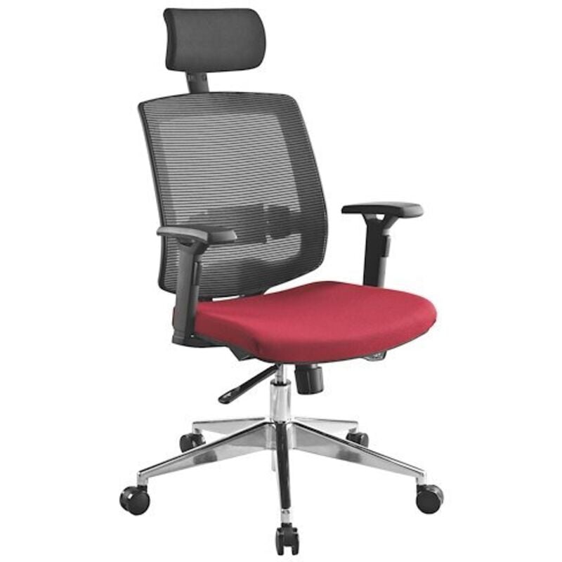 Sans Marque - Fauteuil de bureau synchrone Malice dossier maille rouge - Maxiburo