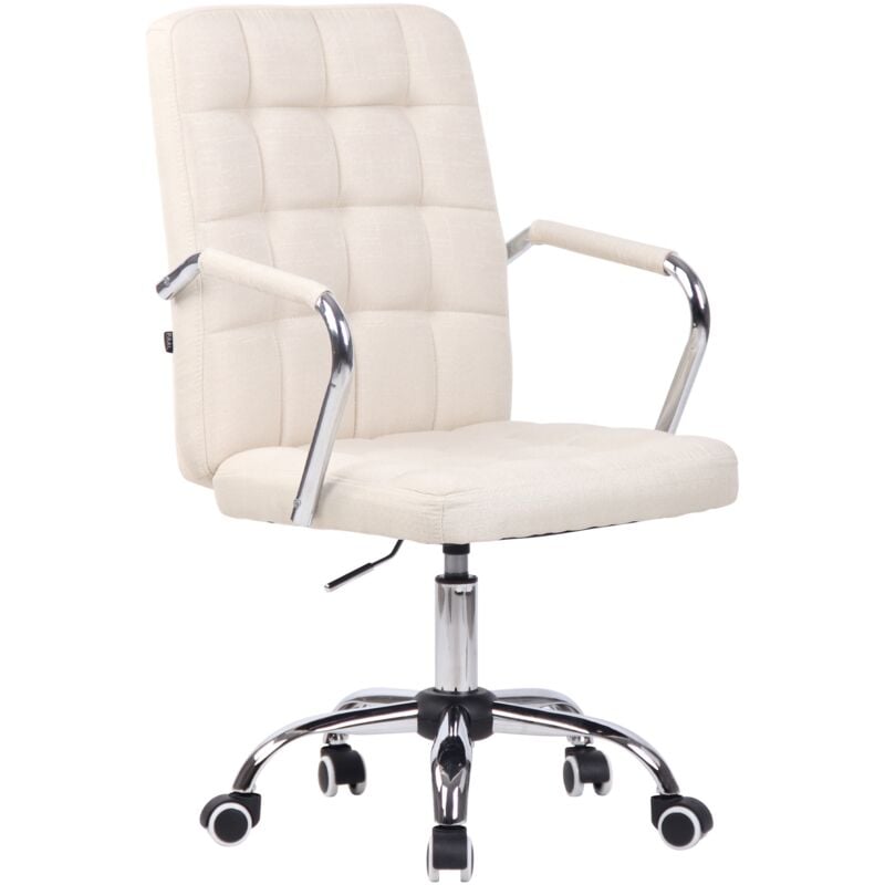 Bureau de chaise pivotante en tissu avec accoudoirs et roues modernes différentes couleurs Couleur : Crème