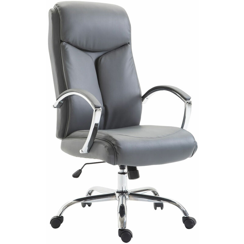 CLP - Chaise de bureau élégante avec session ergonomique en cuir écologique et accoudoirs différentes couleurs Couleur : Gris