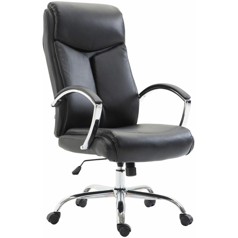 CLP - Chaise de bureau élégante avec session ergonomique en cuir écologique et accoudoirs différentes couleurs Couleur : Noir