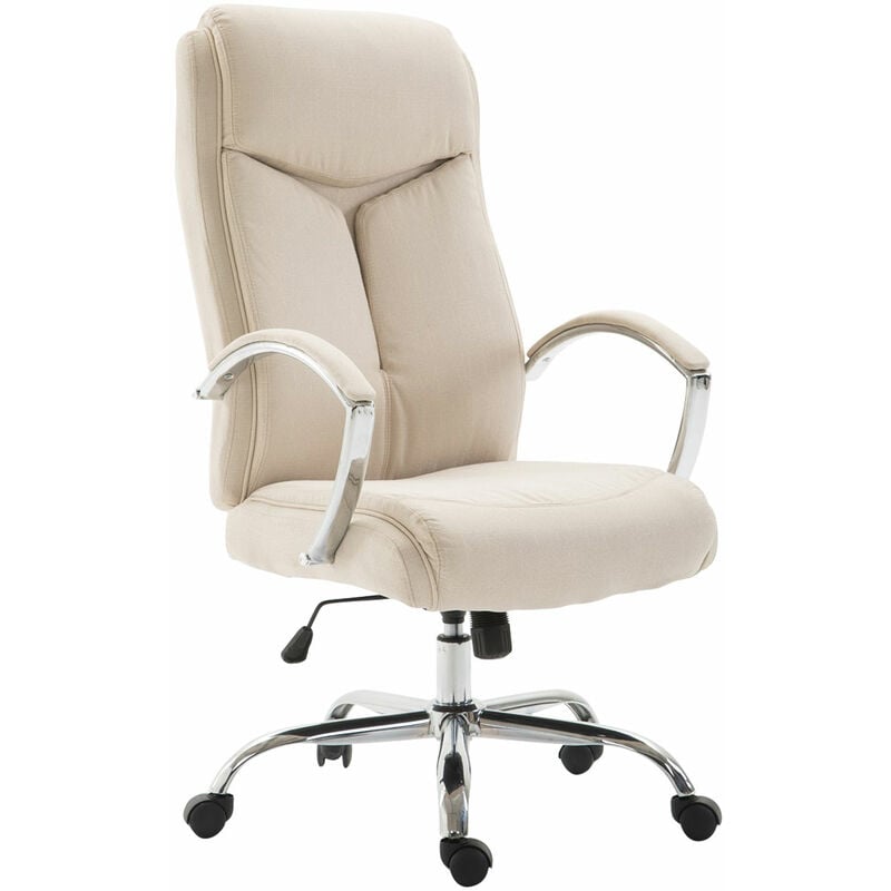 Chaise de bureau avec roues et accoudoirs Design élégant en différentes couleurs tissu colore : Crème