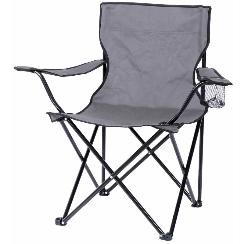 Fauteuil de camping chaise de camping pliante chaise de peche chaise de plage gris anthracite avec porte-gobelet 82x50xh80cm - gris anthracite