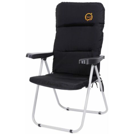 Fauteuil de camping confort pliable  Multipositions  Léger et pratique  70 x 62 x 105 cm  Noir et gris  TRENDYFLAIR
