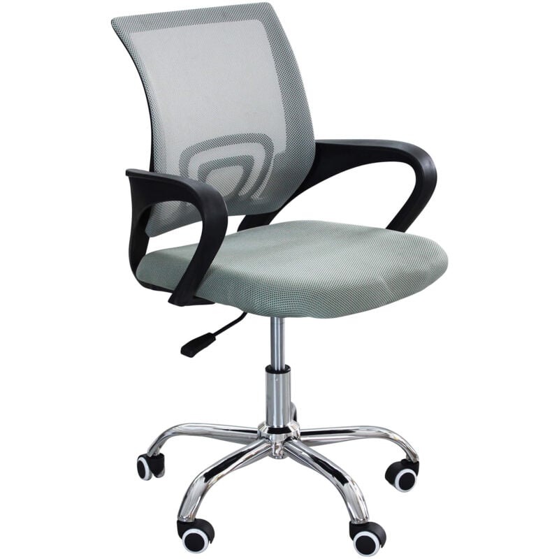 Fauteuil de chaise de bureau gris avec hauteur réglable et base de chrome zhulong