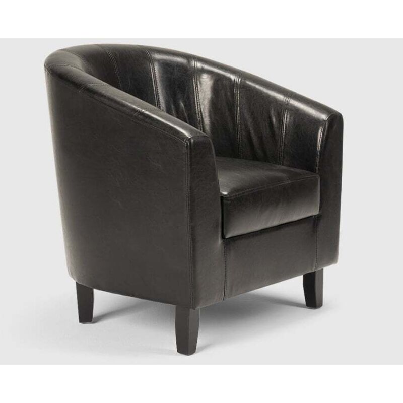 Ahd Amazing Home Design – Fauteuil club similicuir noir – Dossier incurvé et enveloppant – Confort optimal – Design vintage inspiré coquillage –