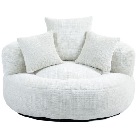 Fauteuil de détente confortable et résistant à dossier haut, avec repose-pieds et 3 coussins (convient aux adultes et aux enfants)  fauteuil de jeu individuel pour la chambre ou le bureau (velours bei