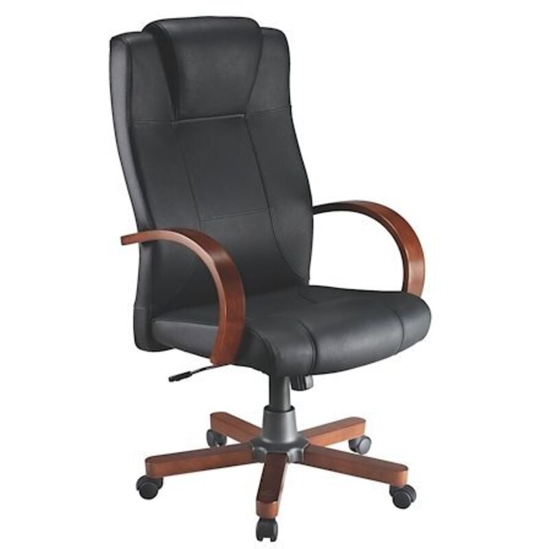 Fauteuil de direction Galb cuir avec têtière intégréé - modèle bois merisier - Maxiburo