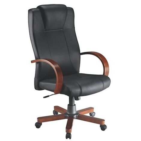 Fauteuil de direction Galb cuir avec têtière intégréé - modèle bois merisier - Maxiburo