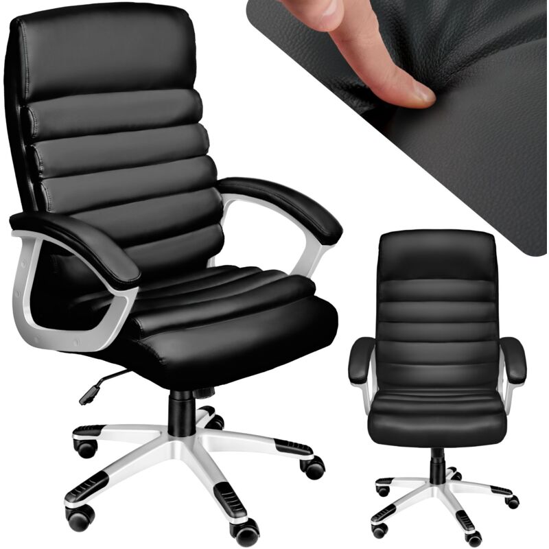 Fauteuil De Bureau Confortable Ergonomique Hauteur Reglable Avec Accoudoirs Fixes Noir 402149