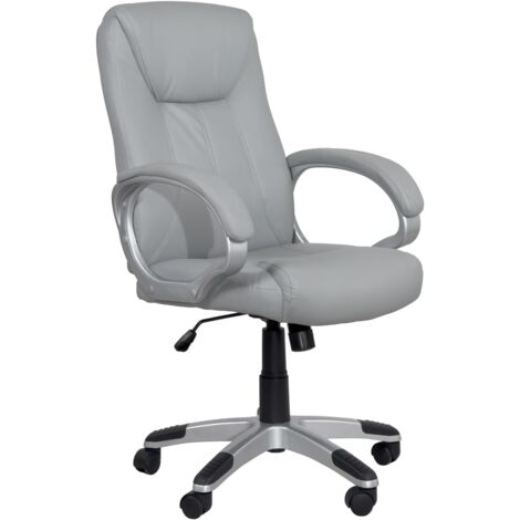 Fauteuil de direction, siège pivotant en similicuir, hauteur réglable, rotation à 360°, accoudoirs rembourrés, roulettes Bora (noir)