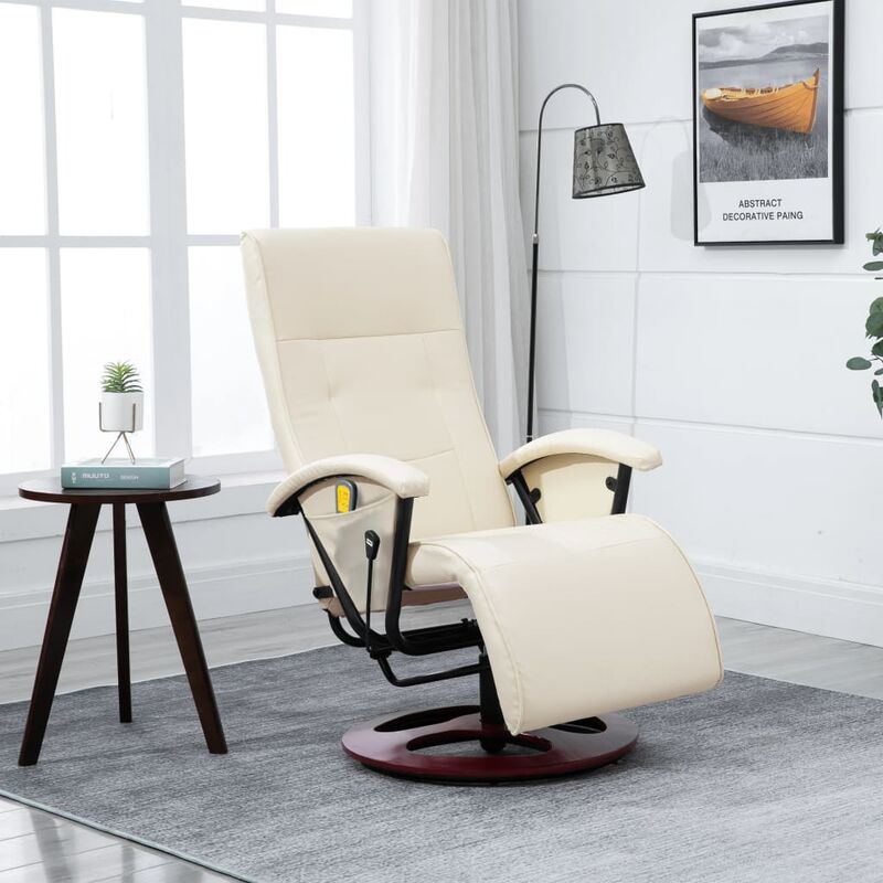 Nova - Fauteuil de farces en écara avec dossier réglable et télécommande différentes couleurs Fauteuil de massage Blanc crème Similicuir
