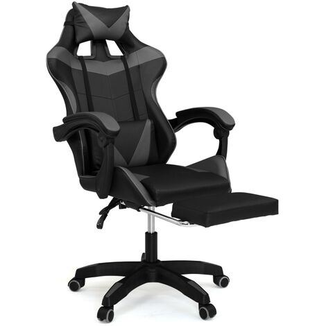 ML-Design - Chaise de massage gaming, noir-gris, cuir PU ML-Design - Chaise  gamer - Rue du Commerce