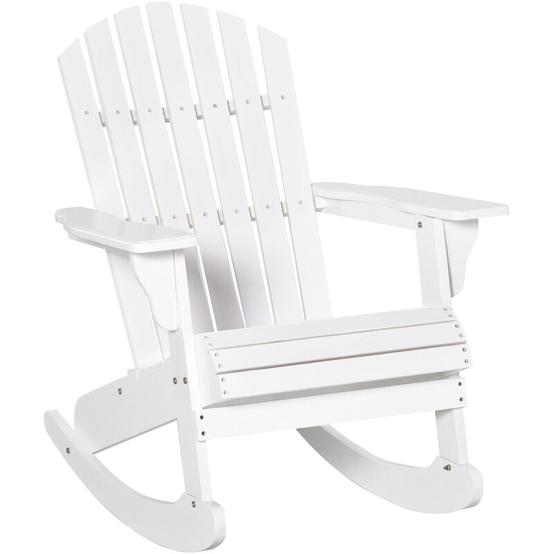 Fauteuil de jardin Adirondack à bascule rocking chair style néo-rétro assise dossier ergonomique bois sapin traité peint blanc