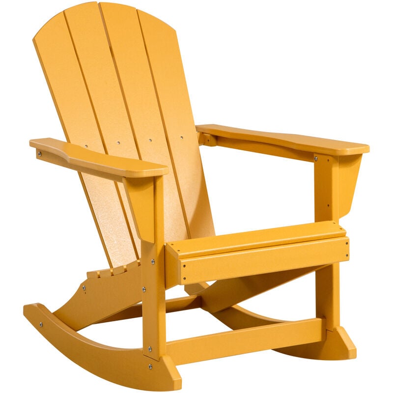 Fauteuil de jardin Adirondack à bascule rocking chair style néo-rétro assise dossier ergonomique hdpe orange - Orange