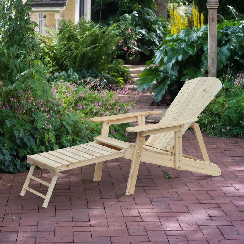 Outsunny Fauteuil De Jardin Adirondack Chaise Longue Inclinable