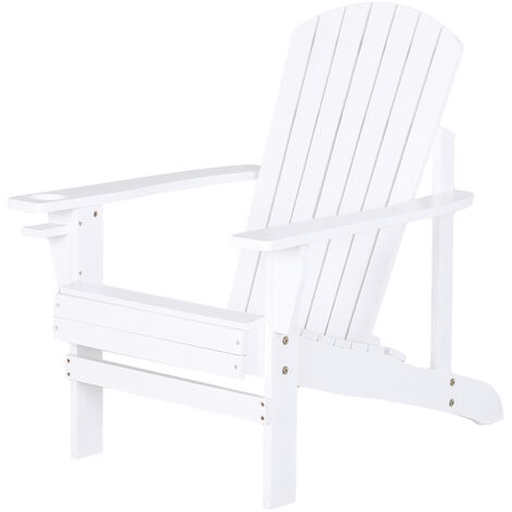 Fauteuil de jardin Adirondack chaise longue inclinable en bois 97L x 73l x 93H cm blanc - Blanc