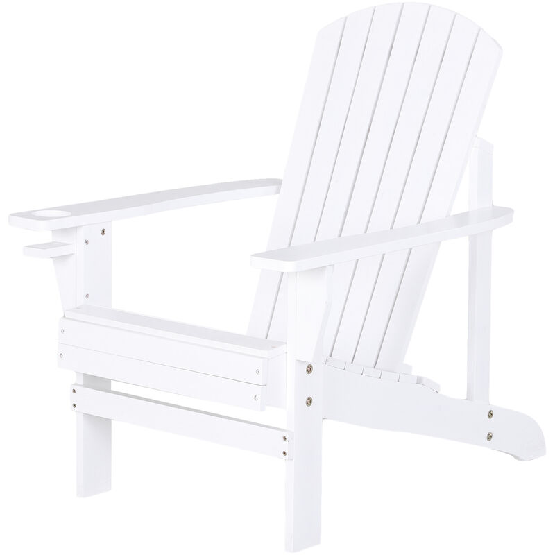 Fauteuil de jardin Adirondack chaise longue inclinable en bois 97L x 73l x 93H cm blanc - Blanc