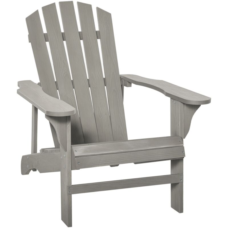 Fauteuil de jardin Adirondack dim. 78L x 89P x 88H cm bois massif sapin gris effet vieilli