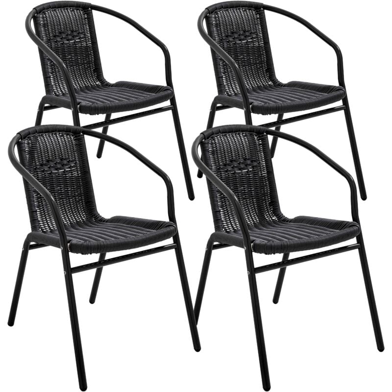 Oviala - Lot de 4 fauteuils de jardin aluminium et résine noir