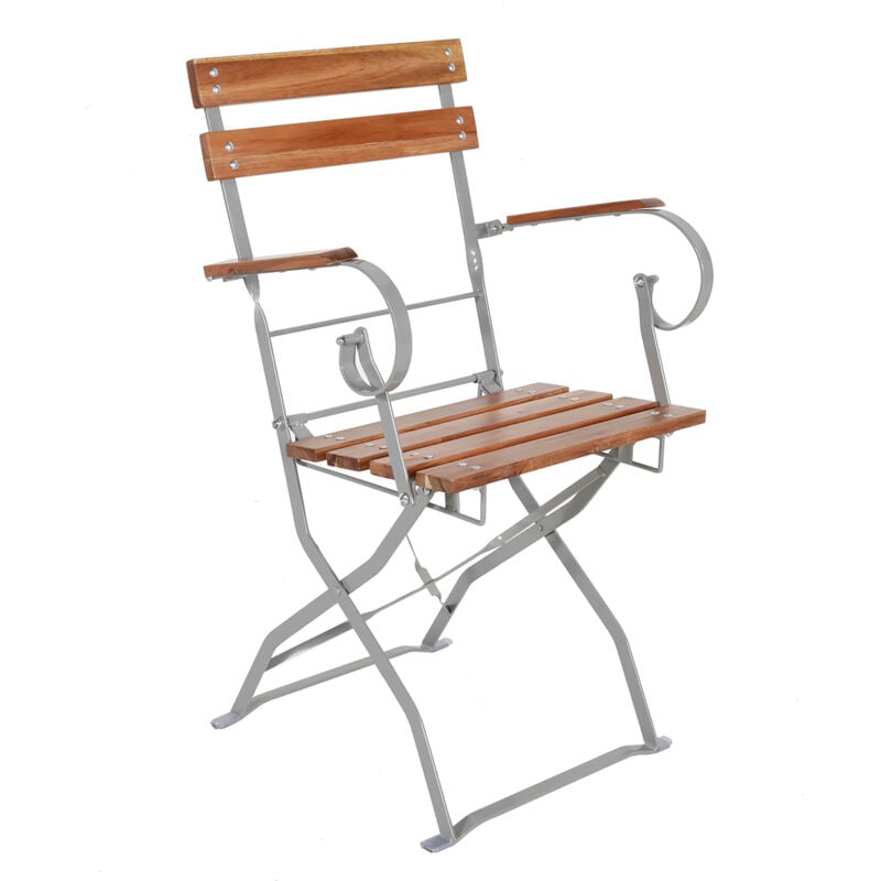 Spetebo - Fauteuil de jardin avec accoudoirs - pliable - bois d'acacia / structure en acier