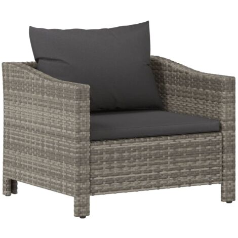Fauteuil de jardin avec coussin Gris Résine tressée