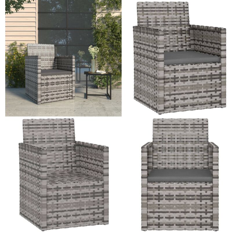 Fauteuil de jardin avec coussin Gris Résine tressée - Fauteuil De Jardin - Chaise De Jardin - Meubles De Jardin - Salon De Jardin - Décoration