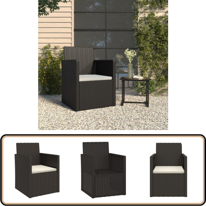 Fauteuil de jardin avec coussin Noir Résine tressée - Fauteuil De Jardin - Chaise De Jardin - Meubles De Jardin - Mobilier Extérieur - Résine Tressée