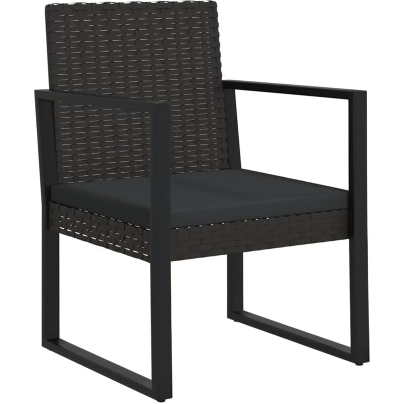 Vidaxl - Fauteuil de jardin avec coussin Noir Résine tressée