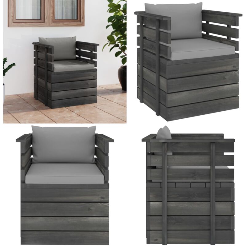 Fauteuil de jardin avec coussins Bois de pin - Fauteuil De Jardin - Chaise De Jardin - Mobilier De Jardin - Canapé Pliable - Canapé Extérieur - Home