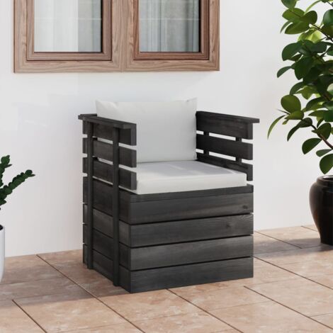 Fauteuil de jardin avec coussins-Chaise d'extérieur Bois de pin 184339