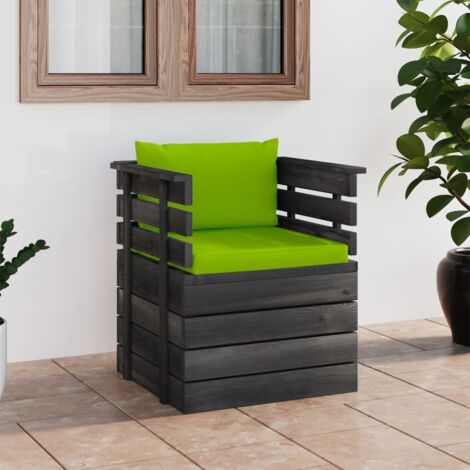 Fauteuil de jardin avec coussins-Chaise d'extérieur Bois de pin 940425