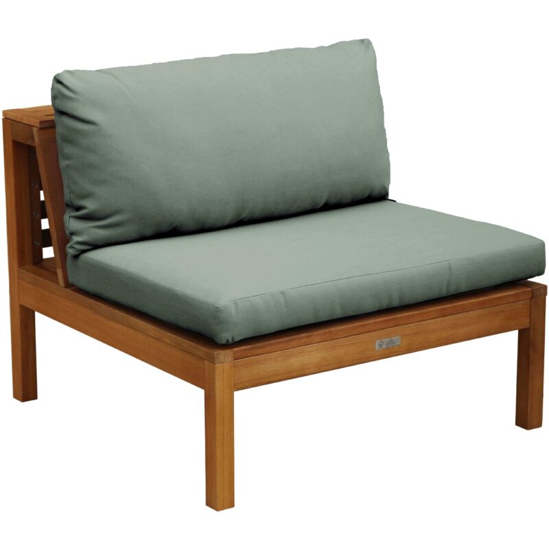 Oviala - Fauteuil de jardin bas en bois d'eucalyptus vert sauge