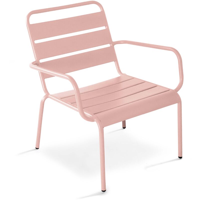 Fauteuil de jardin bas relax acier rose poudré - Palavas