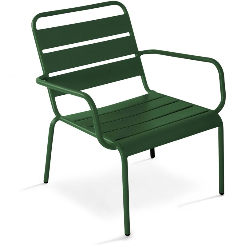 Fauteuil de jardin bas relax acier vert forêt - Palavas