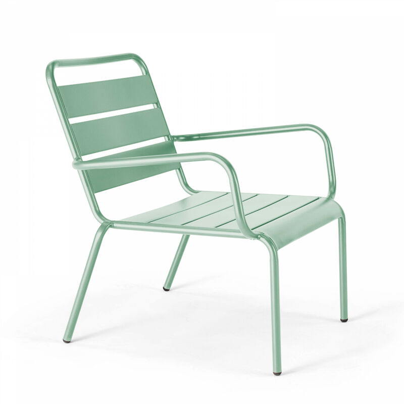 Fauteuil de jardin bas relax acier vert sauge - Palavas