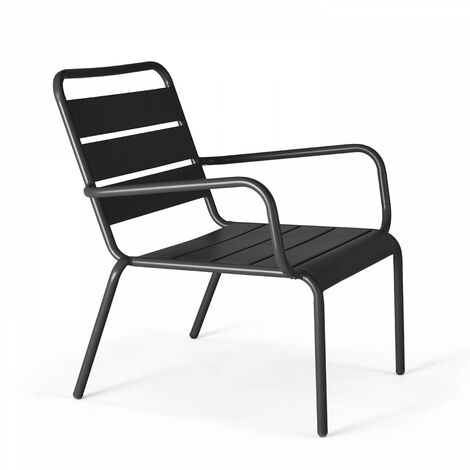 Fauteuil de jardin bas relax acier anthracite - Palavas