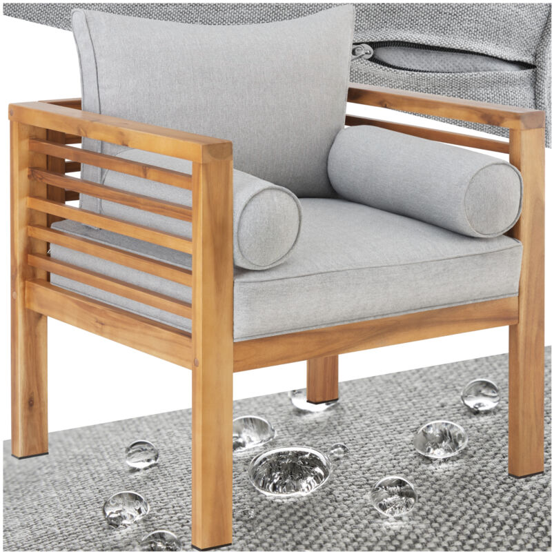 Tectake - Fauteuil de jardin Boka, bois lasuré, supporte env. 120 kg -