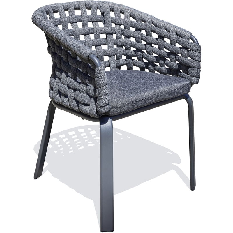 camargue - fauteuil de jardin en corde tissée et aluminium gris anthracite paris garden gris anthracite