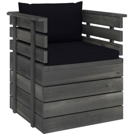 Fauteuil de jardin Chaise de jardin avec coussins Bois de pin 90731