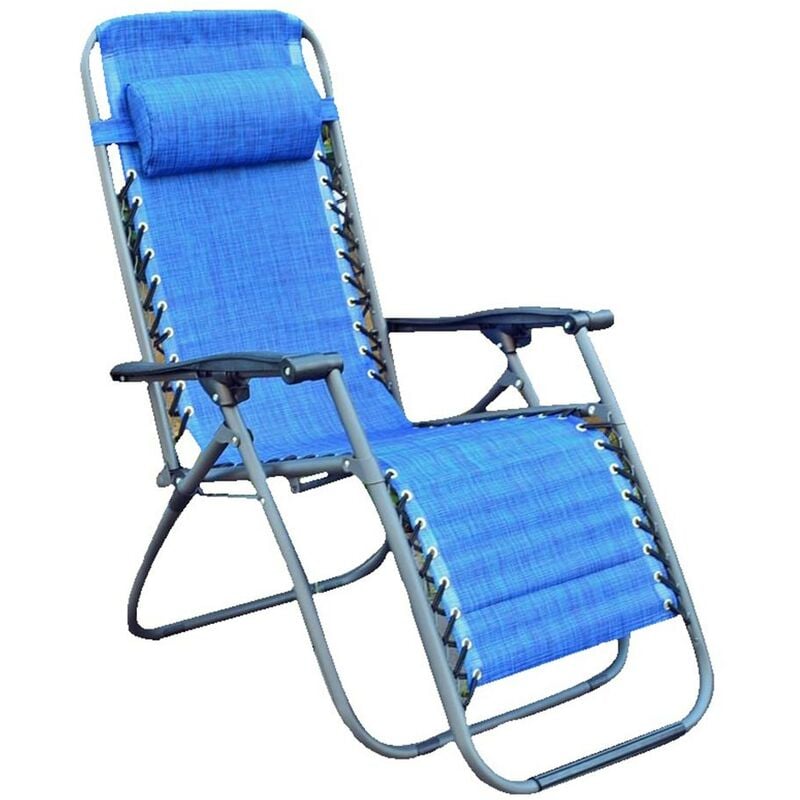 Okaffarefatto - Fauteuil de jardin chaise longue pliable bleu clair zéro gravité