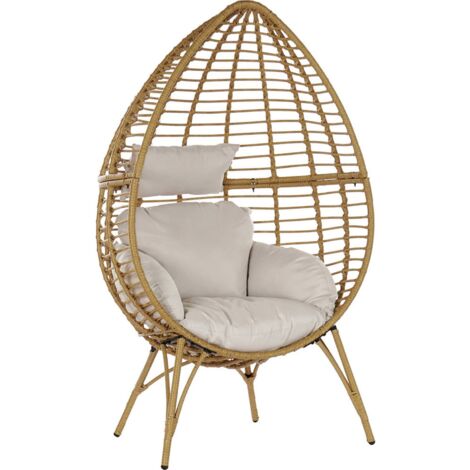 Fauteuil de jardin élégant en rotin avec confort optimal - Terracotta et blanc