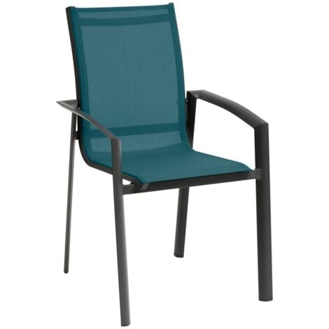 Fauteuil de jardin empilable Axant bleu canard & graphite en aluminium traité époxy - Hespéride