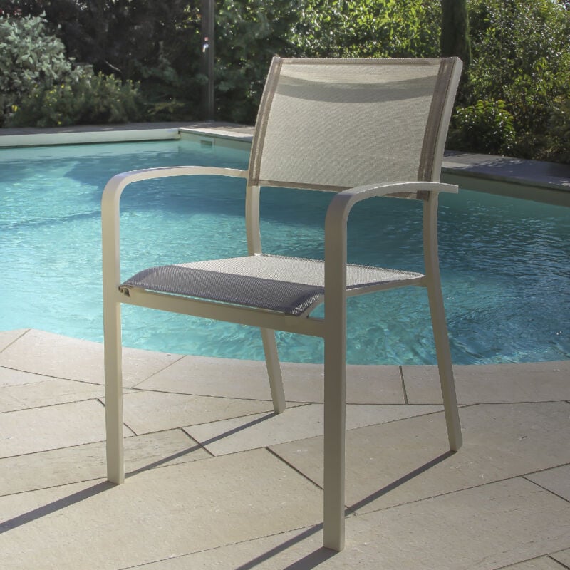 M&s - Fauteuil à accoudoir et textilène Ivoire 55x59x85 cm