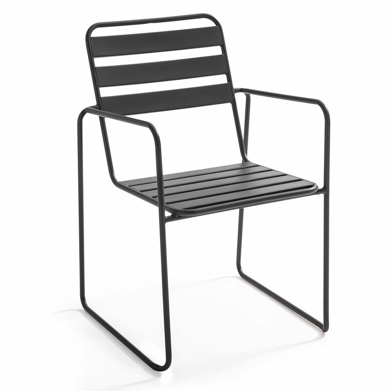Oviala - Fauteuil de jardin en acier anthracite