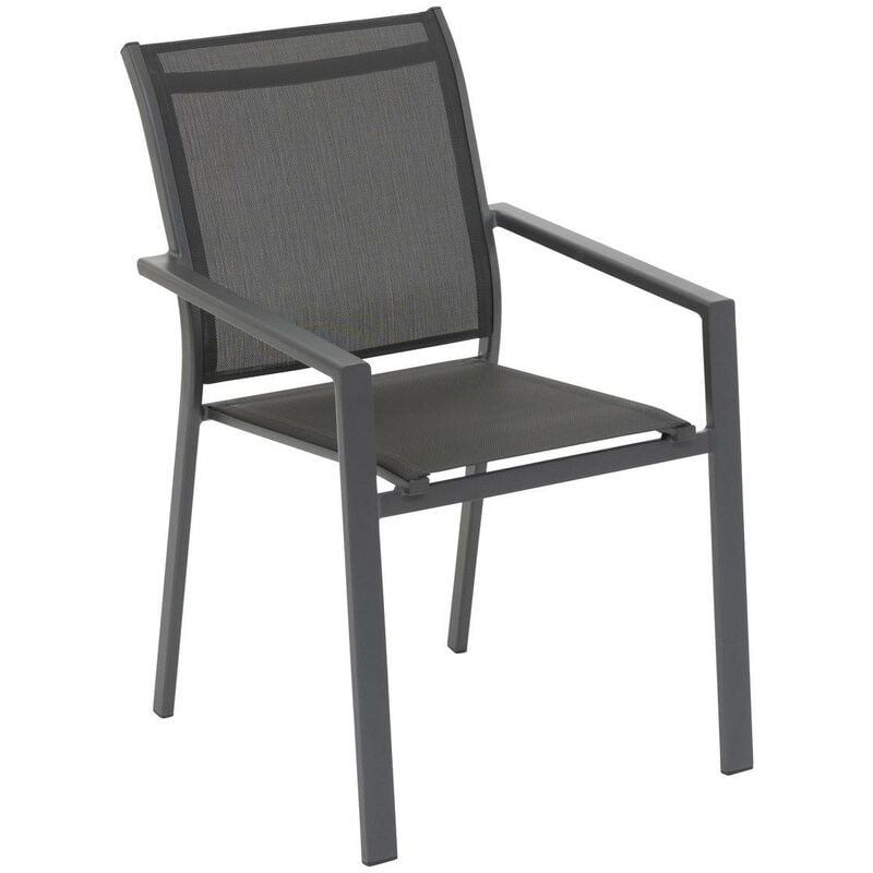 Hesperide - Fauteuil de jardin empilable Essentia anthracite & graphite en aluminium traité en epoxy - Hespéride