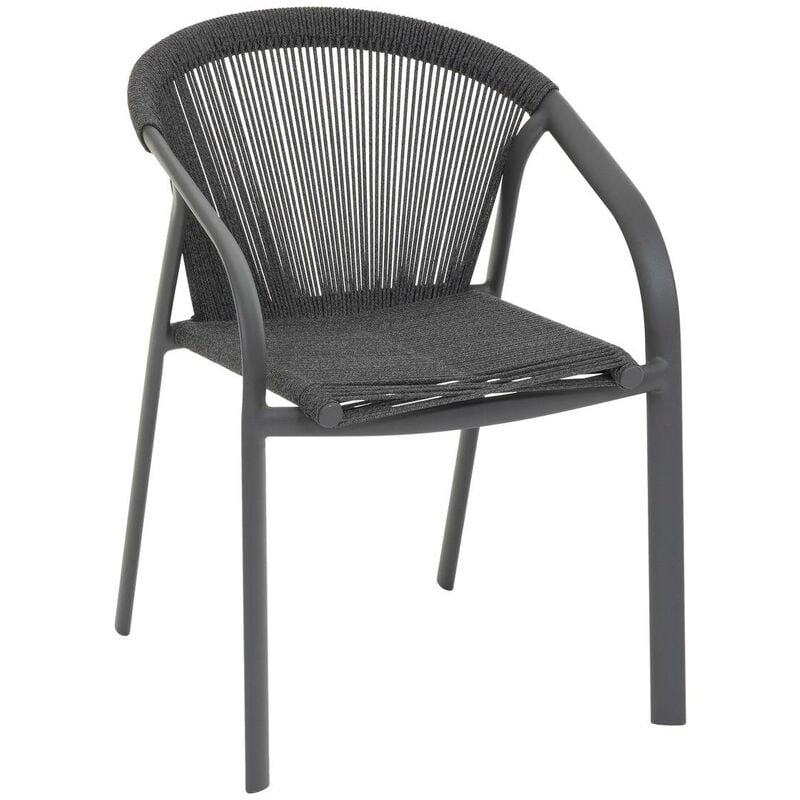 Fauteuil de jardin empilable Riu anthracite & graphite en aluminium traité en epoxy - Hespéride