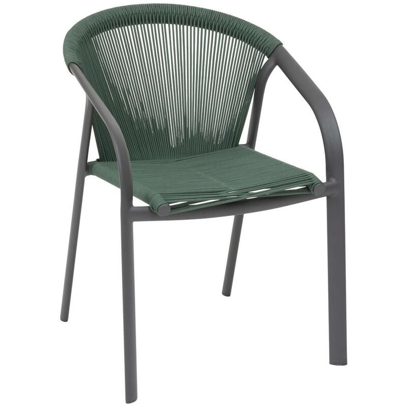 Hesperide - Fauteuil de jardin empilable Riu vert olive & graphite en aluminium traité en epoxy - Hespéride