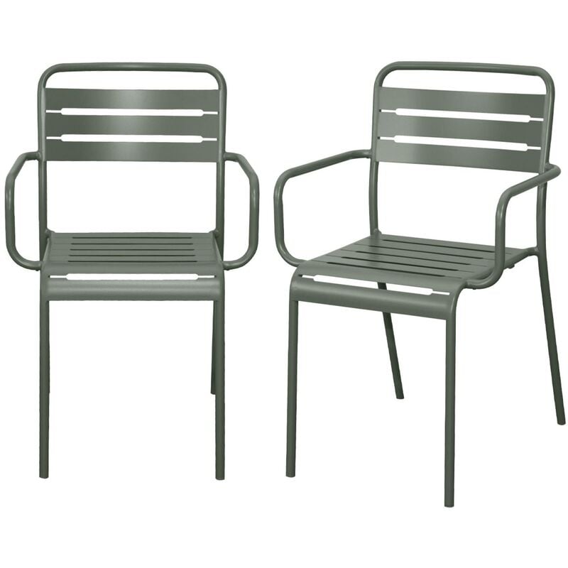 Sweeek - Lot de 2 fauteuils de jardin acier. 2 places. savane. Amelia. L50.4 x P53 x H79.5cm - Savane
