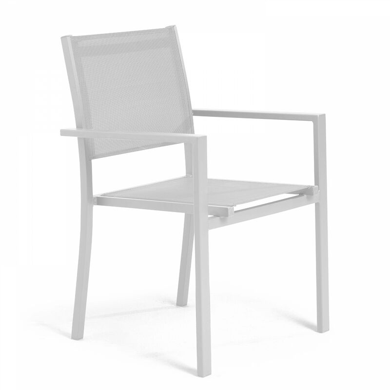 Oviala - Fauteuil de jardin aluminium et textilène blanc